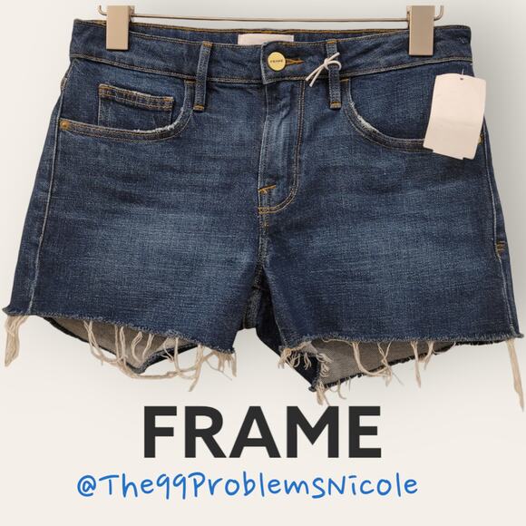 Frame Shorts Cut-off Denim Le Grand Garcon Raw Hem
